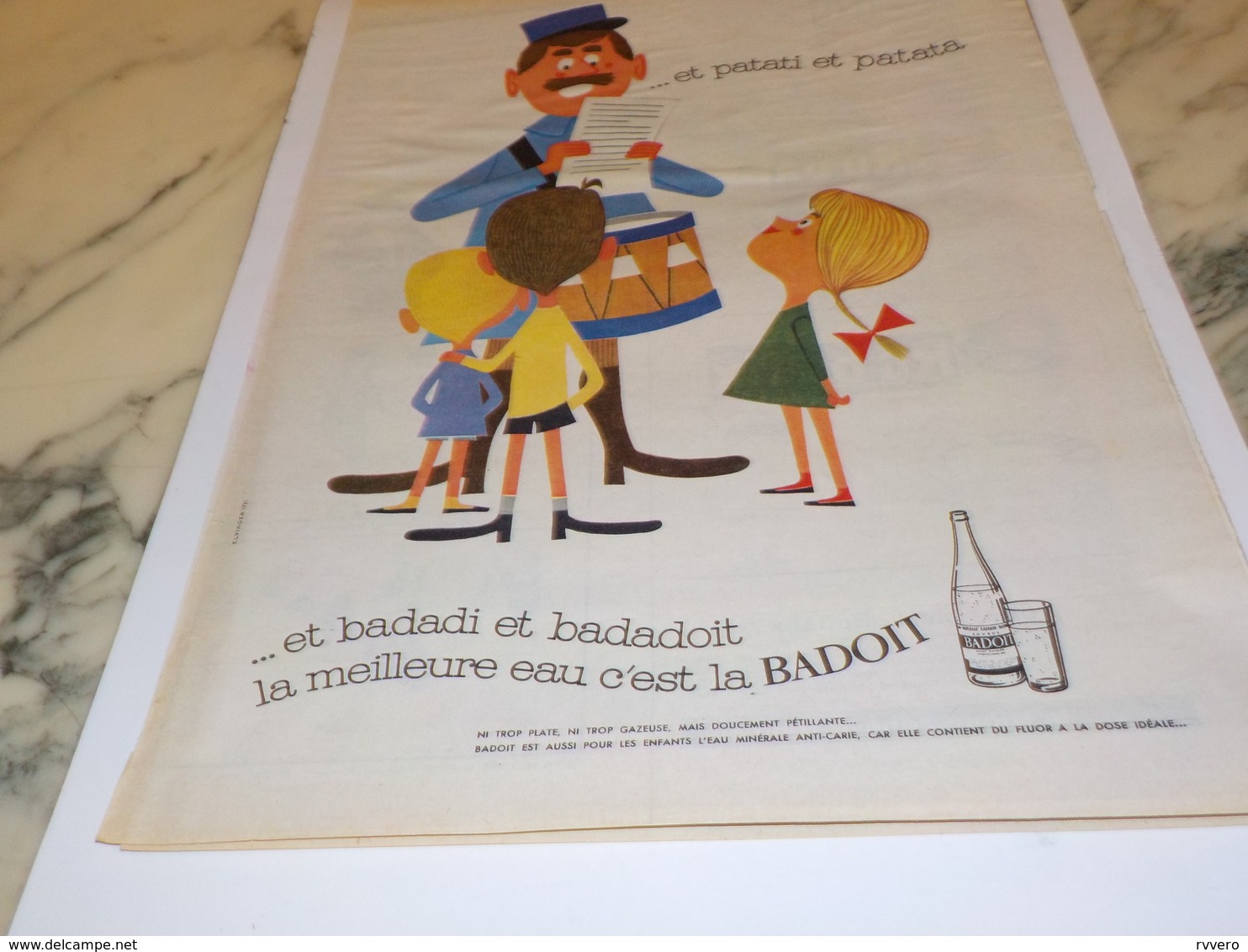 ANCIENNE PUBLICITE BADADI ET BADADOIT EAU MINERALE BADOIT  1961 - Affiches