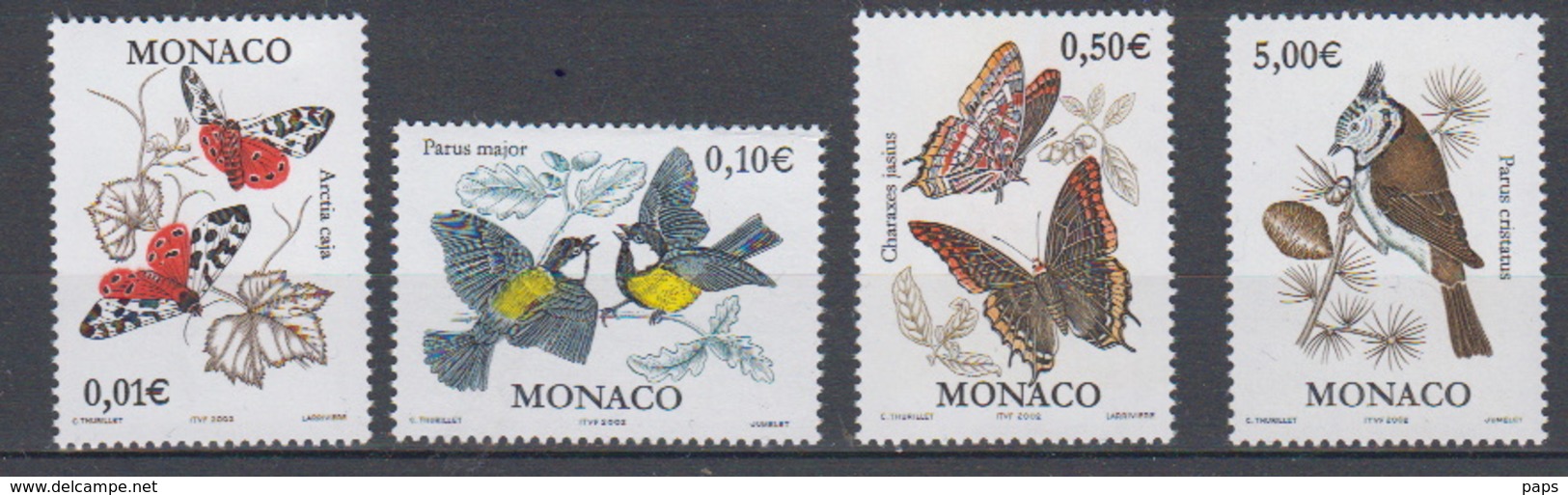 2002-MONACO.N°2323/26** PAPILLONS OISEAUX - Unused Stamps