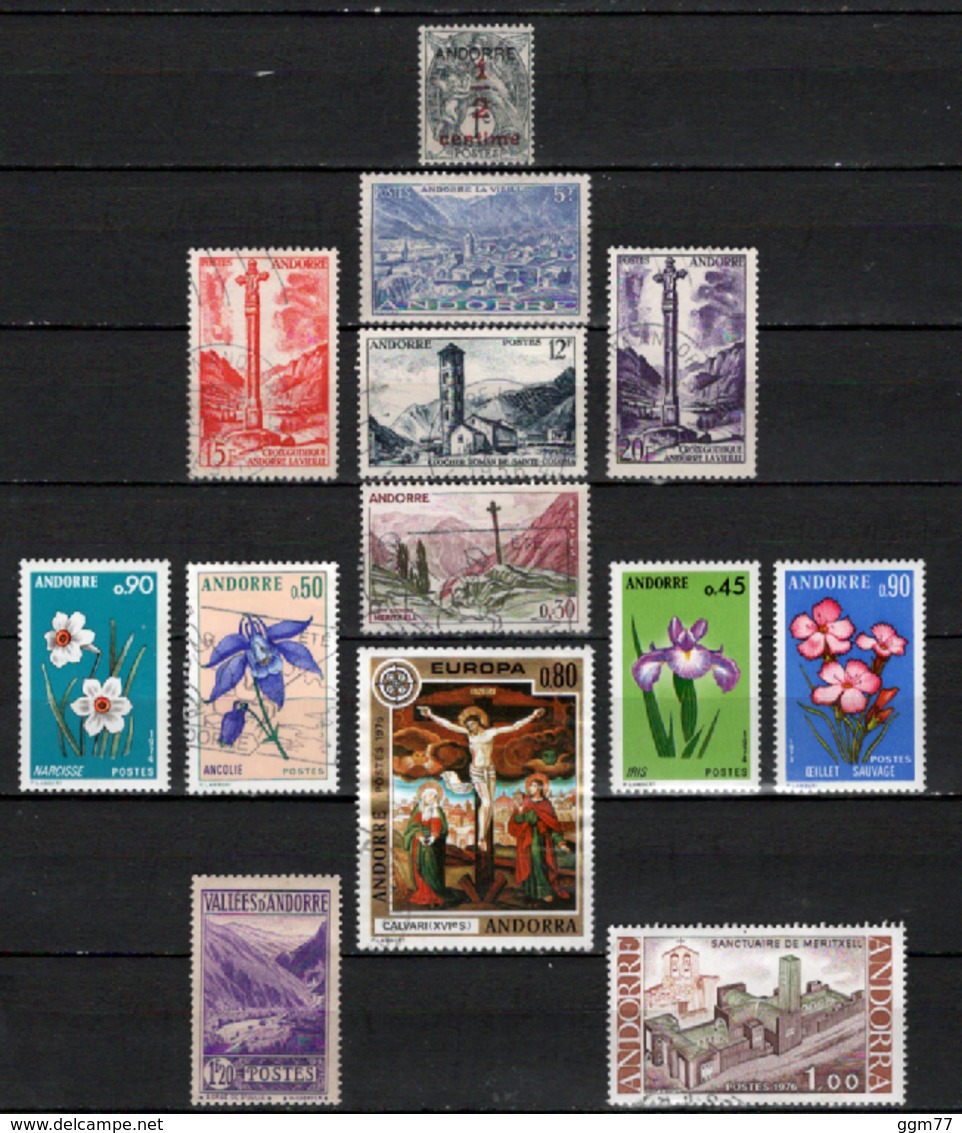 13 TIMBRES ANDORRE OBLITERES & NEUFS** & * DE 1931 à 1976      Cote : 19,10 € - Used Stamps