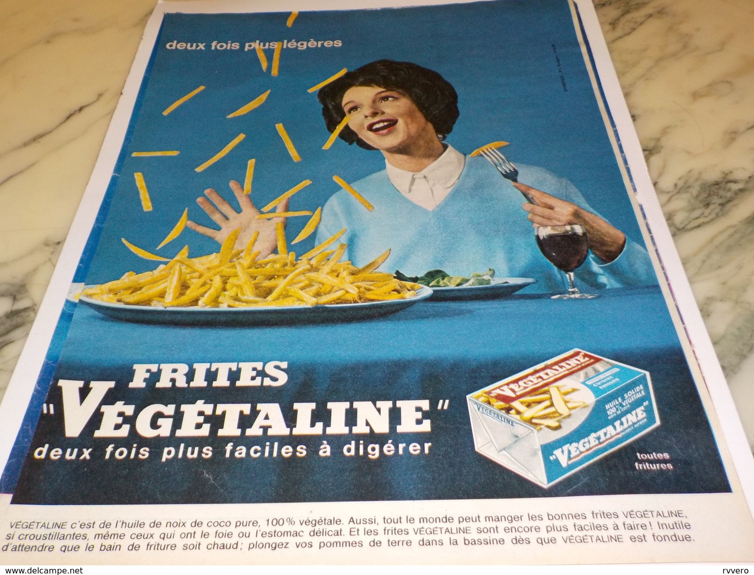 ANCIENNE PUBLICITE FRITES  VEGETALINE 1961 - Affiches