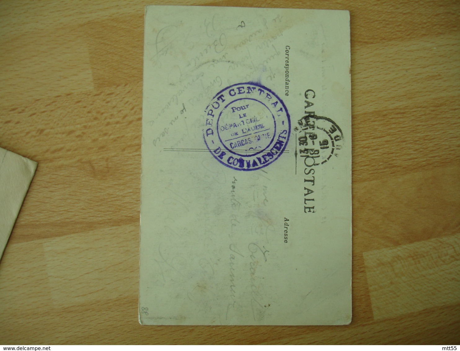 Carcassonne Depot Central Convalescents Cachet Franchise Postale Guerre 14.18 - WW I