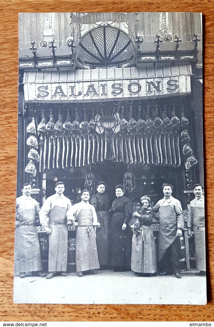 Cpa CARTE PHOTO 18 CHER - ARGENT SUR SAULDRE SALAISONS L. BOULOT DEVANTURE MAGASIN METIER Boucherie Charcuterie - Argent-sur-Sauldre