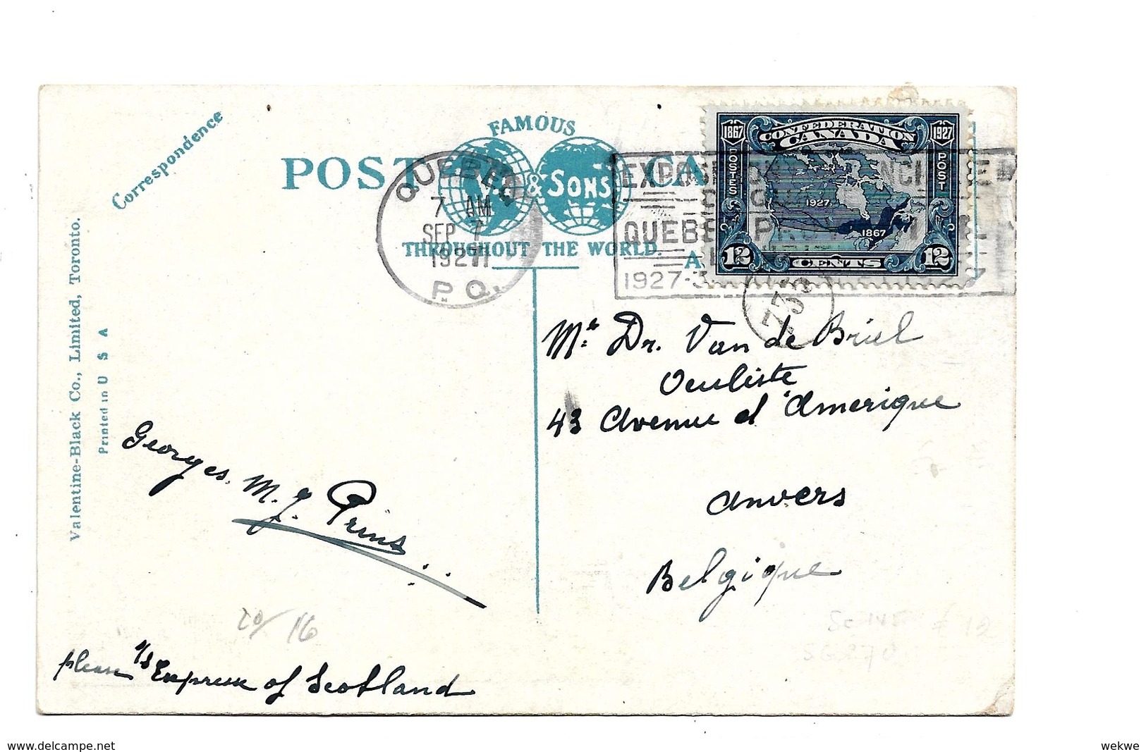 Can095 / KANADA - Staatenbund 60 Jahre, 1927 Mit Stempel Der Quebec-Ausstellung - Covers & Documents