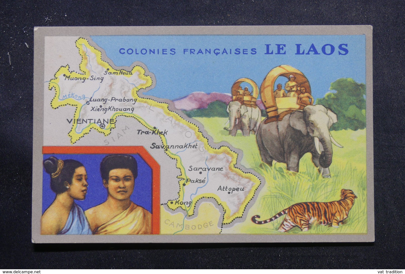 LAOS - Carte Du Laos  , édition Publicitaire Des Produits Chimiques Lion Noir De Paris - L 55916 - Laos