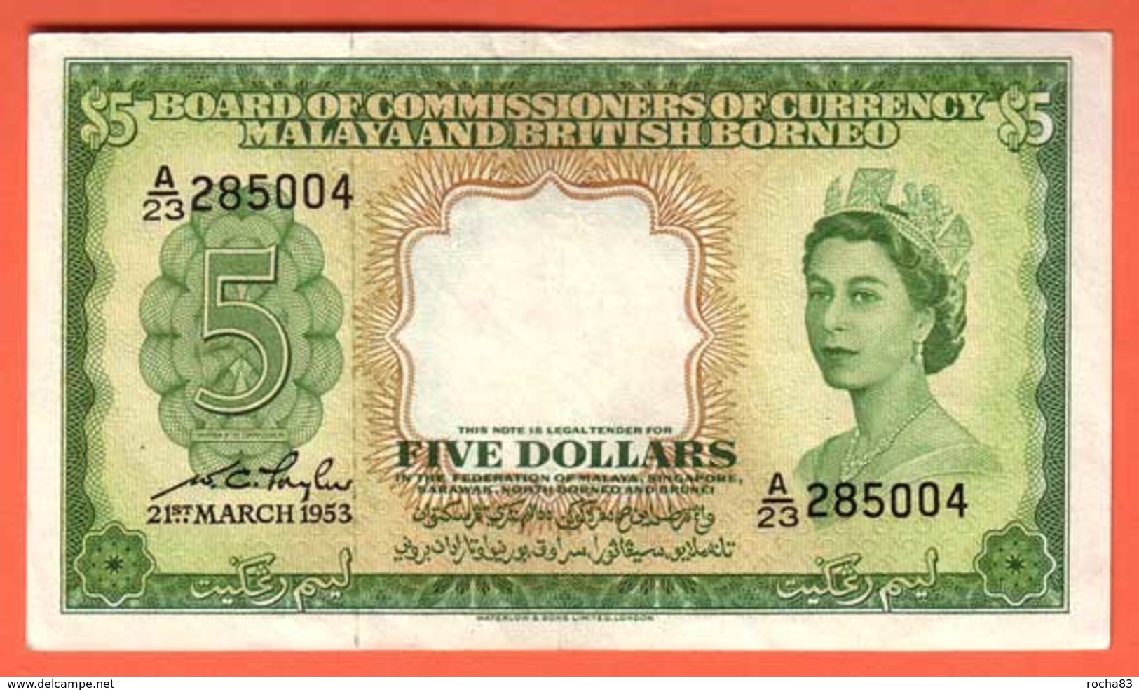 MALAYSIA And BRITISH BORNEO - 5 Dollars Du 21 03 1953 Pick 2 - Sonstige – Asien