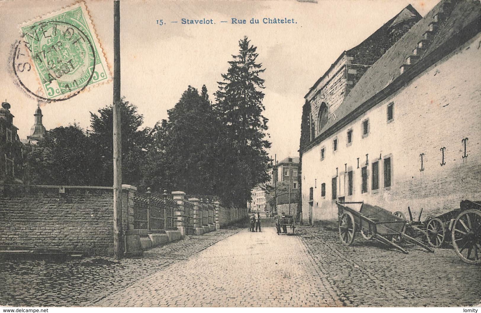 Belgique Stavelot Rue Du Chatelet + Timbre Cachet Stavelot 1911 - Stavelot