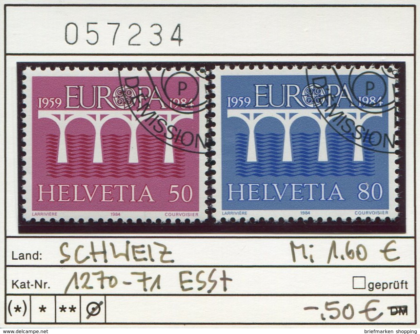 Schweiz - Suisse - Switzerland - Svizzera - Michel 1270-1271 ESSt - Oo Oblit. Used Gebruikt - CEPT - Gebruikt