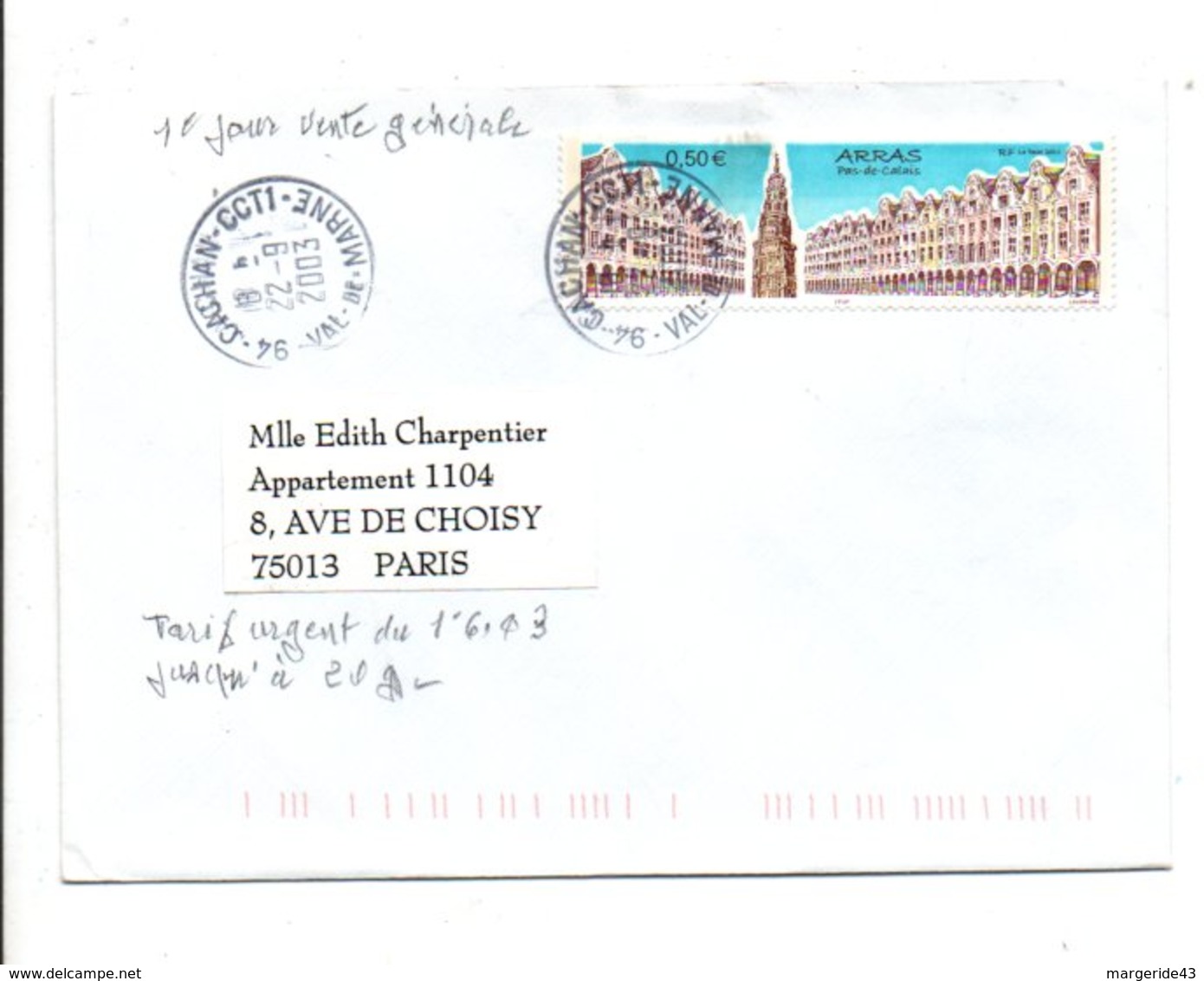 N°3605 SEUL SUR LETTRE DE CACHAN 2003 - 1961-....