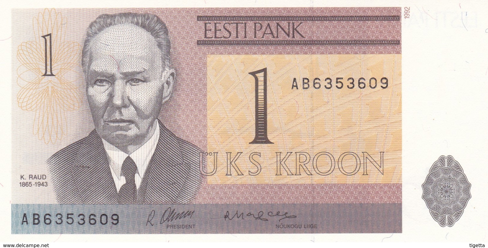 ESTONIA  1 KROON  1992   FDS - Estland