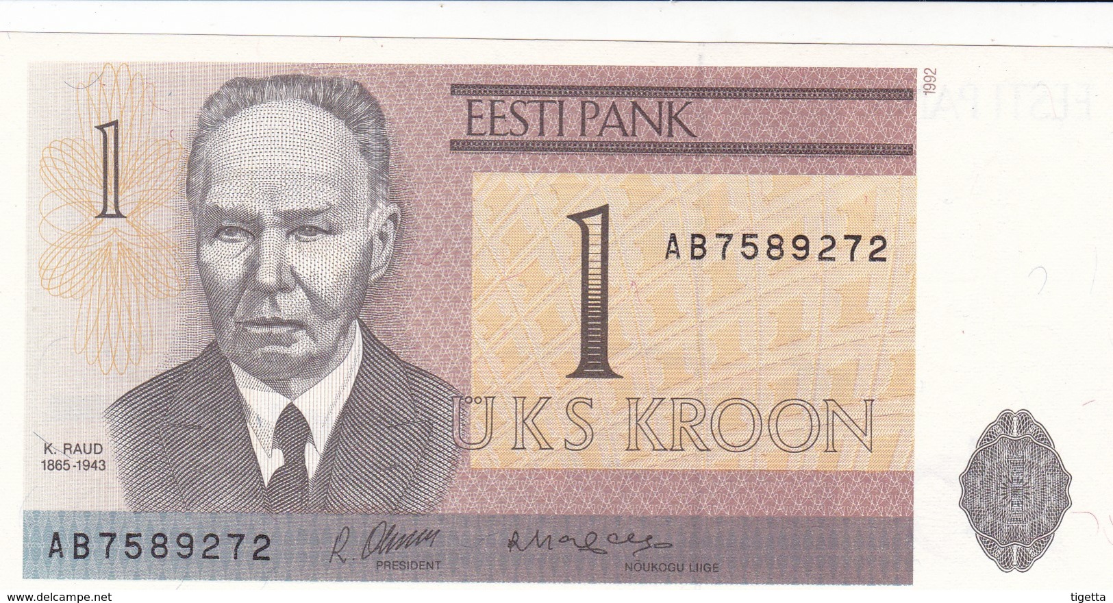 ESTONIA  1 KROON  1992   FDS - Estonia