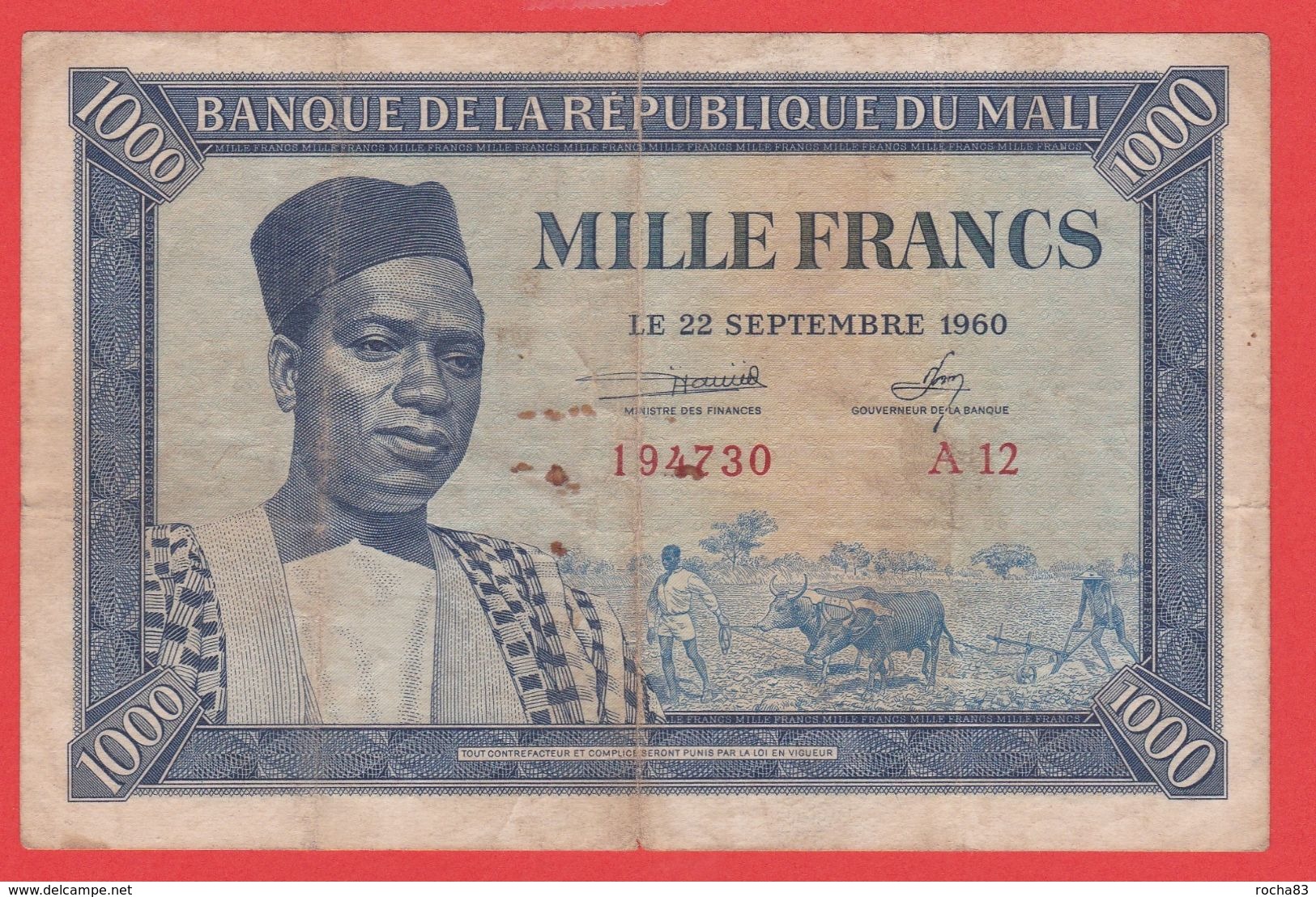 MALI - 1.000 Francs Du  22 09 1960 - Pick 4 - Malí