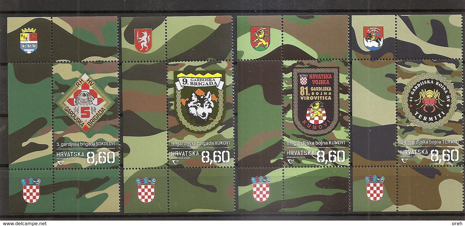 CROATIA 2020,CROATIAN WAR OF INDEPENDENCE – GUARD BRIGADES AND GUARD BATTALIONS,4V,,MNH - Croatia