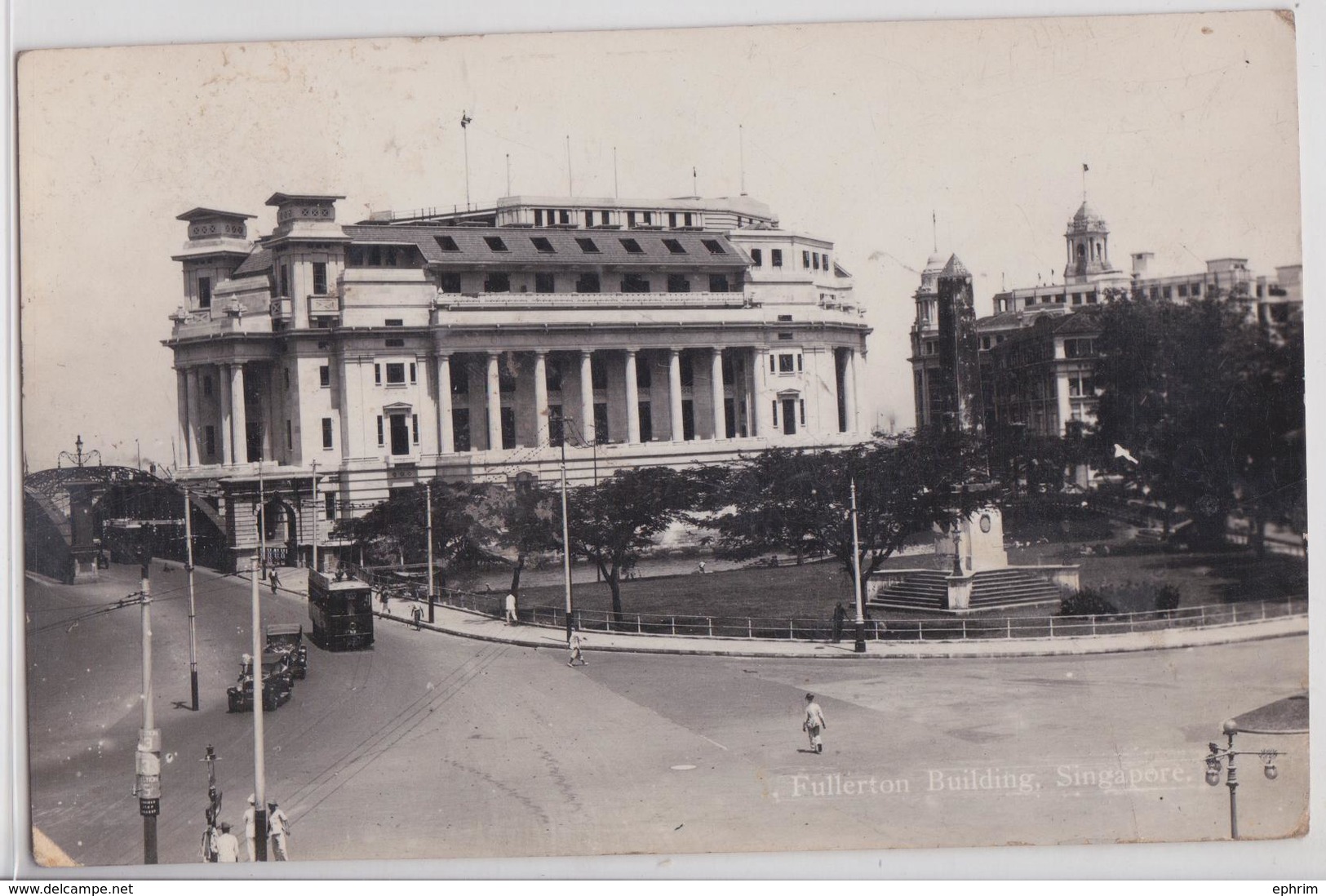 Singapour Singapore Fullerton Building Photo Postcard Cachet Postal Maritime Paquebot Yokohama à Marseille N°6 Sea Post - Singapur