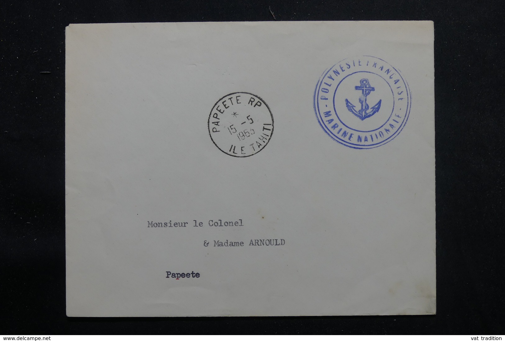 POLYNÉSIE - Enveloppe En FM De Papeete En 1963 Pour Papeete, Cachet Ancre De Marine - L 55974 - Briefe U. Dokumente