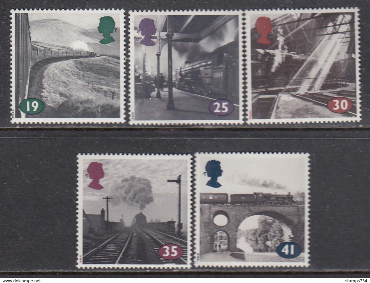 Great Britain 1994 Steam Trains, Set Of 5 Stamps, MNH** - Ungebraucht