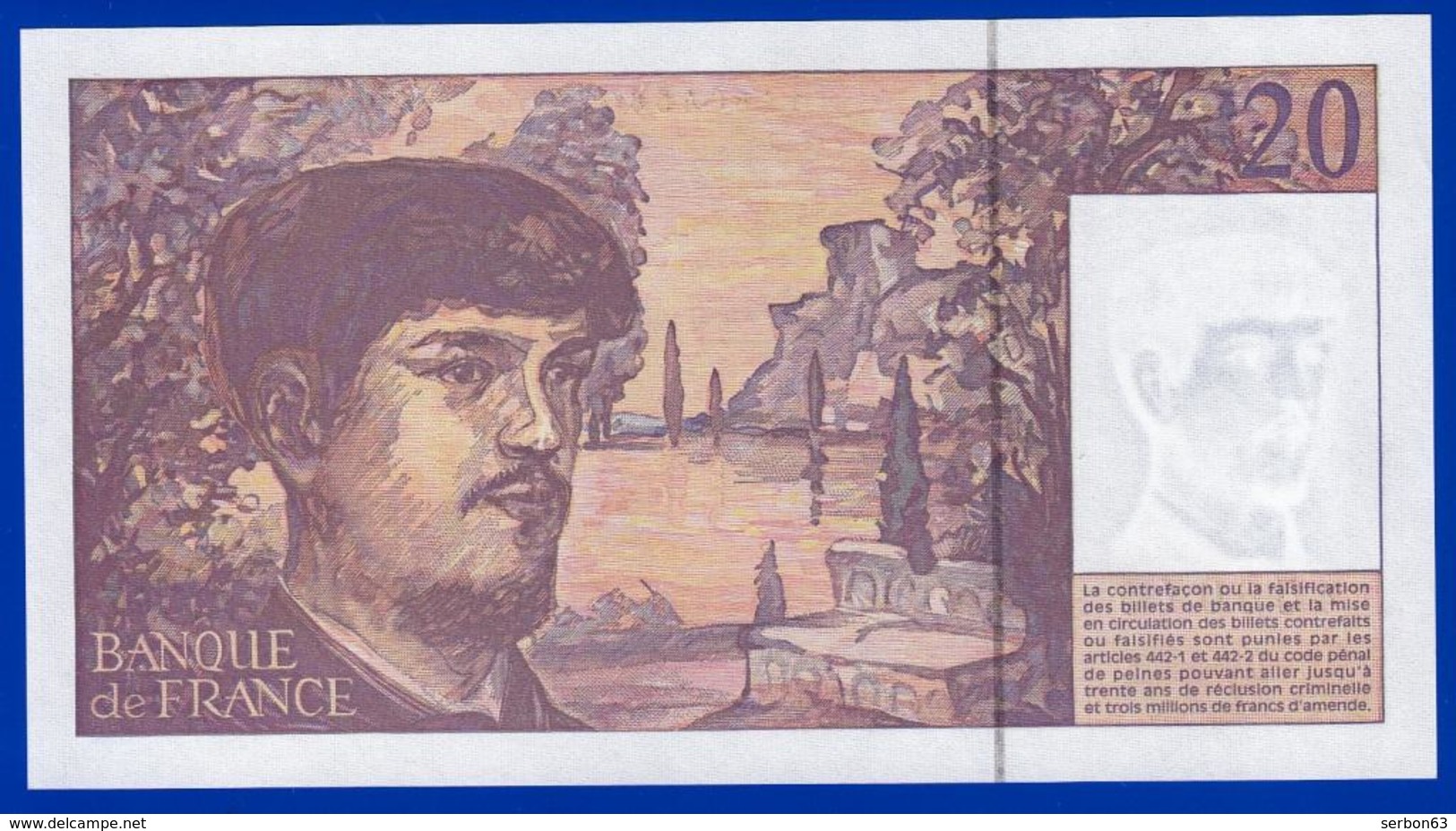 20 FRANCS DEBUSSY NEUF PAS DE TROU A.047 N° 456074 ANNÉE 1995 - 2 SCAN - Serbon63 - 20 F 1980-1997 ''Debussy''