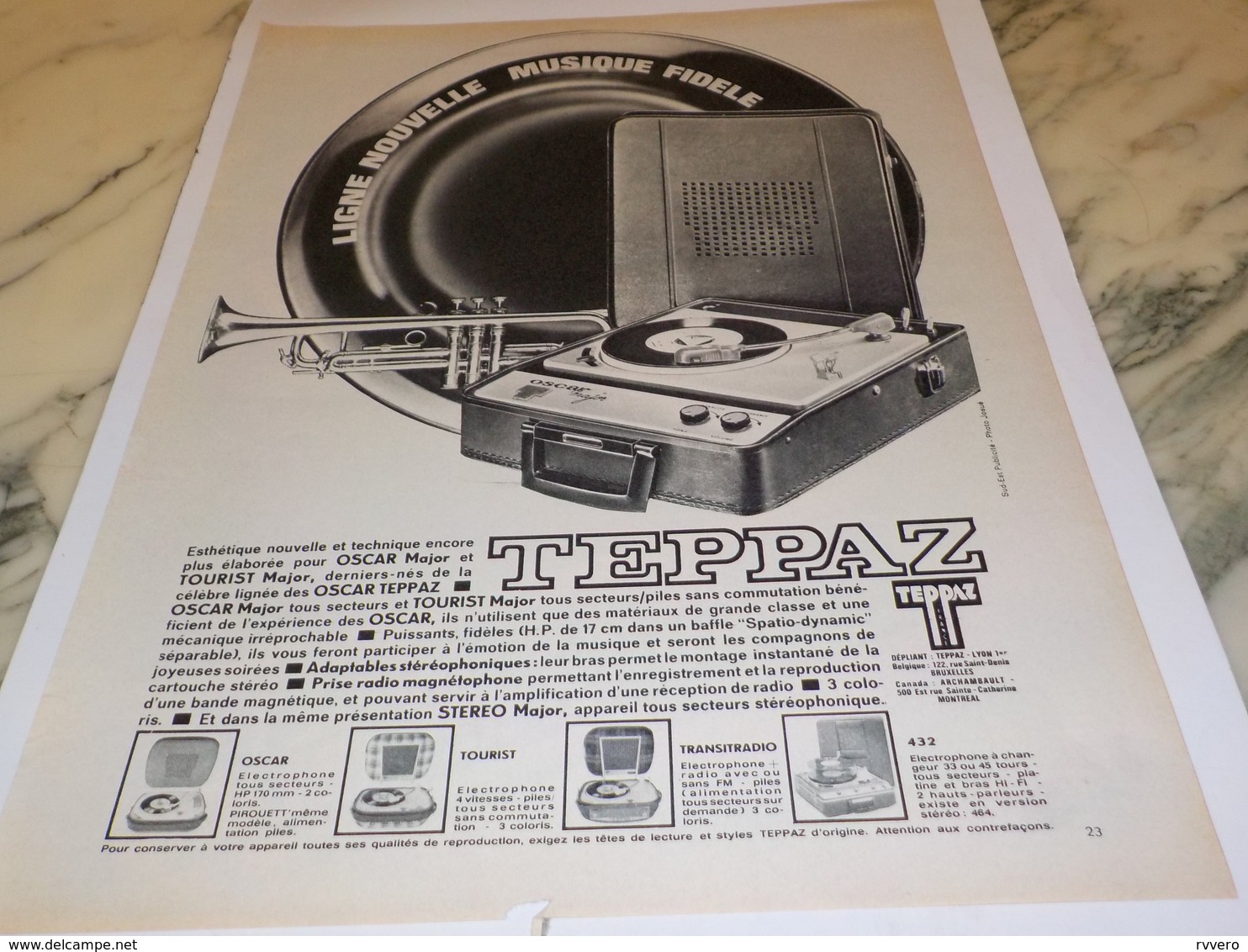 ANCIENNE  PUBLICITE MUSIQUE FIDELE DE TEPPAZ 1967 - Publicités