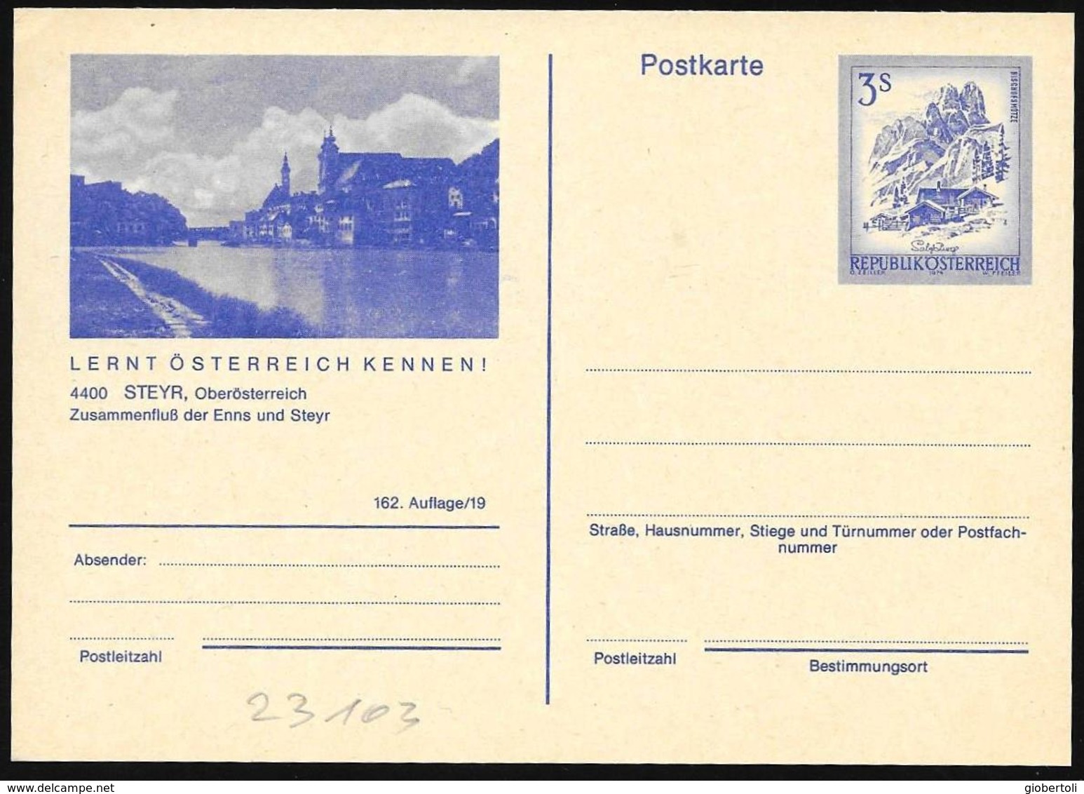 Austria/Autriche: Intero, Stationery, Entier, Fiume Steyr, Steyr River, Rivière Steyr - Geografia