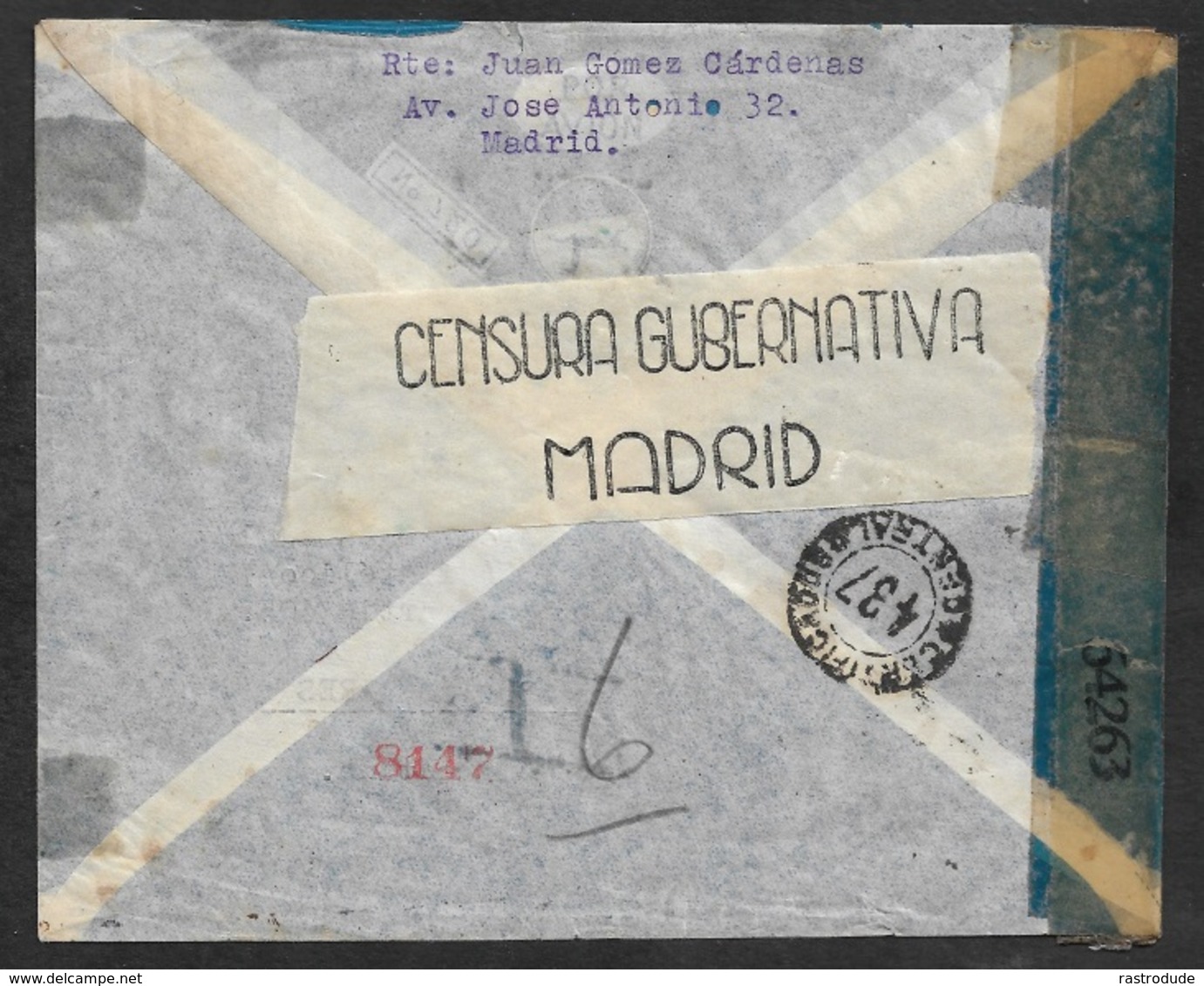 1944 Certificado ESPAGNE - 20C - 4Ptas Ed. 940-946 A ARGENTINA - ARTICLE HELD BY OFFICE CENSORSHIP - Rare - Lettres & Documents