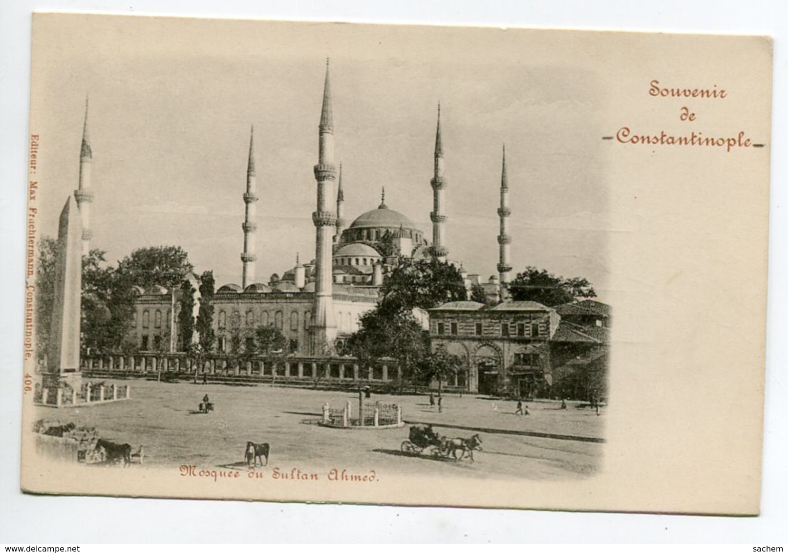 TURQUIE Souvenir De CONSTANTINOPLE Mosquée  Sultan AHMED  No 406 Edit Max Fruchtermann - 1900  D05 2020 - Turkey