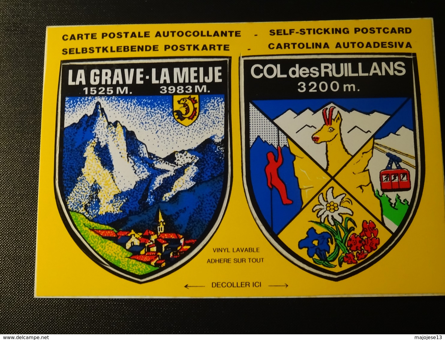 Blason écusson Adhésif Autocollant Col Des Ruillans, La Grave, La Meige  CPSM  Coat Of Arms Sticker Adesivo Adhesivo - Oggetti 'Ricordo Di'