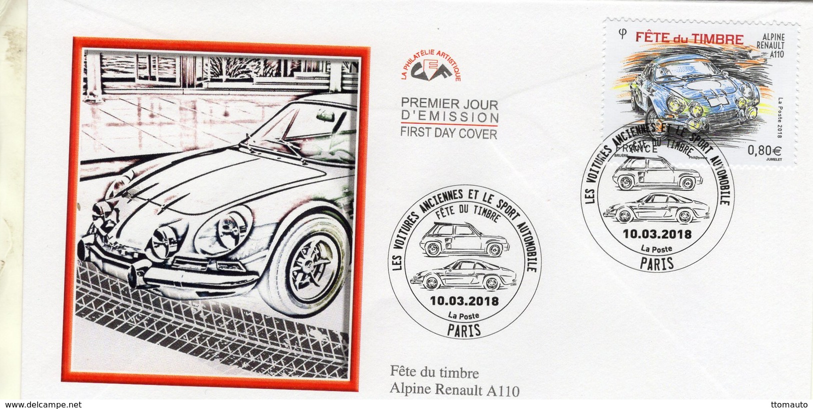 France FDC  -  Alpine Renault A110  -  Premier Jour D'Emission Envelope - Automobile