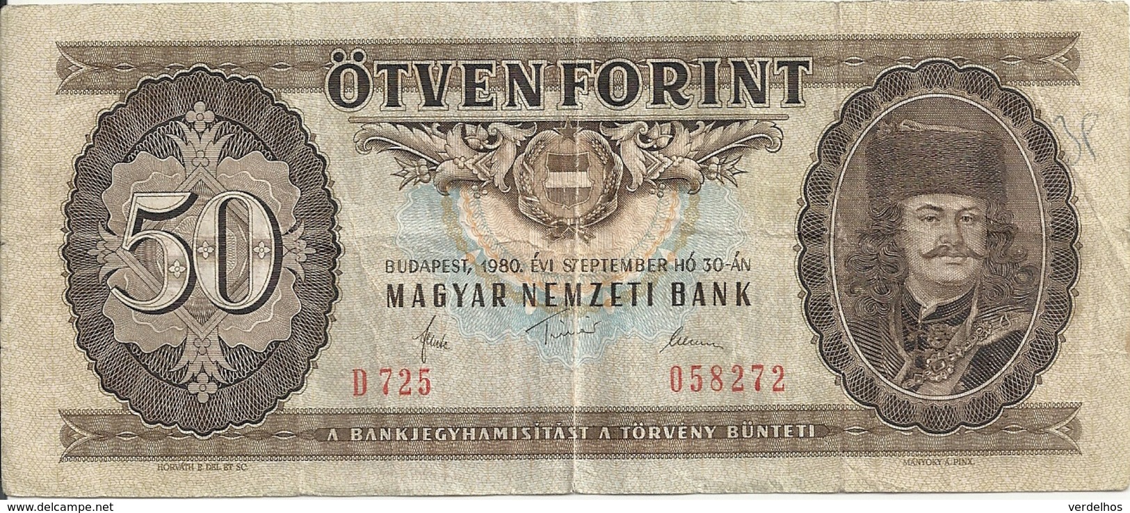 HONGRIE 50 FORINT 1980 VF P 170 D - Hongrie