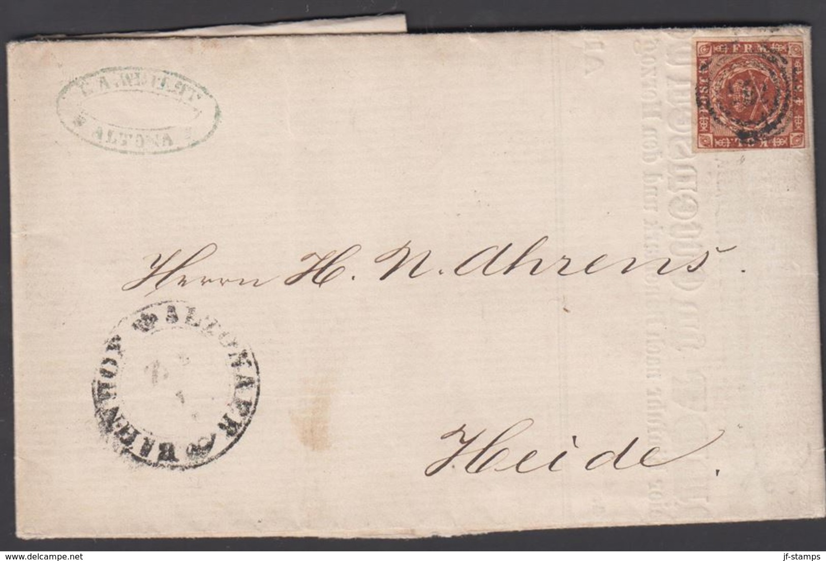 1860. ?+ ALTONAER BAHNHOF Z 2 To Heide.  4 S KGL POST FRIM. Beautiful Invoice From __... () - JF321275 - Covers & Documents