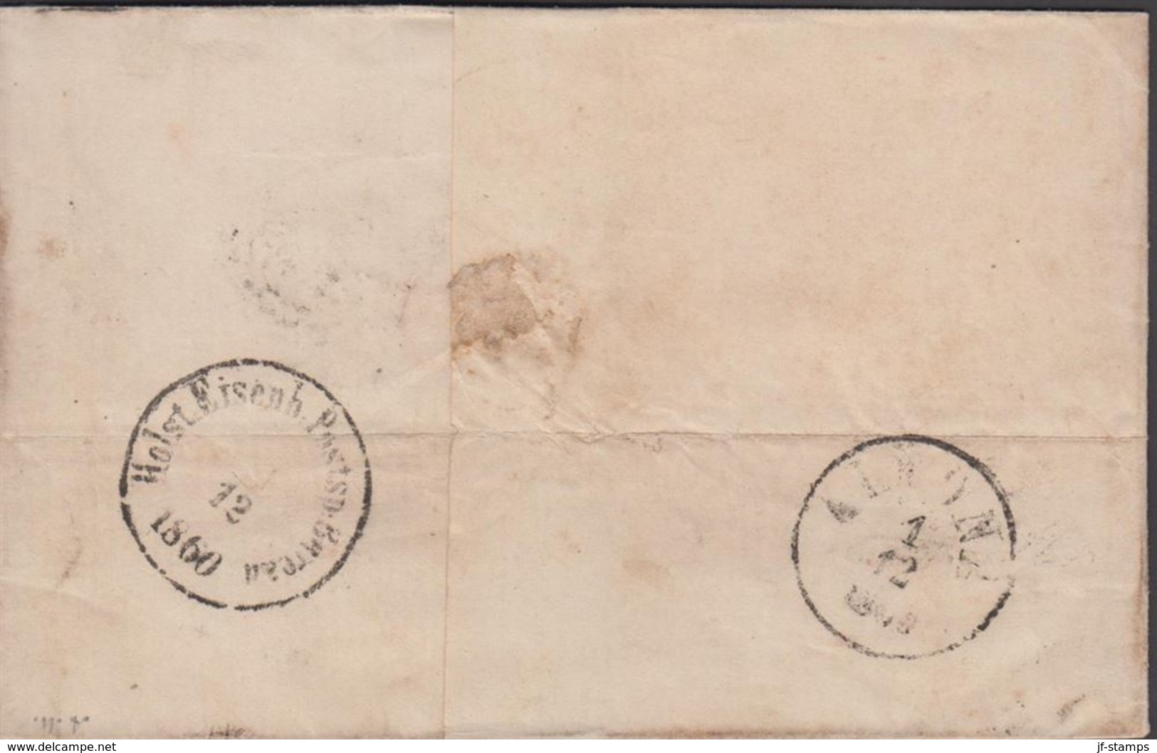 1860. 114 + ELMSHORN 1 12 1860 To Altona.  4 S KGL POST FRIM. Beautiful Holst. Eisenb... () - JF321276 - Cartas & Documentos