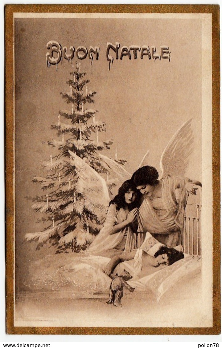 BUON NATALE - ANGELI CON BAMBINA ADDORMENTATA - 1919 - Vedi Retro - Formato Piccolo - Santa Claus