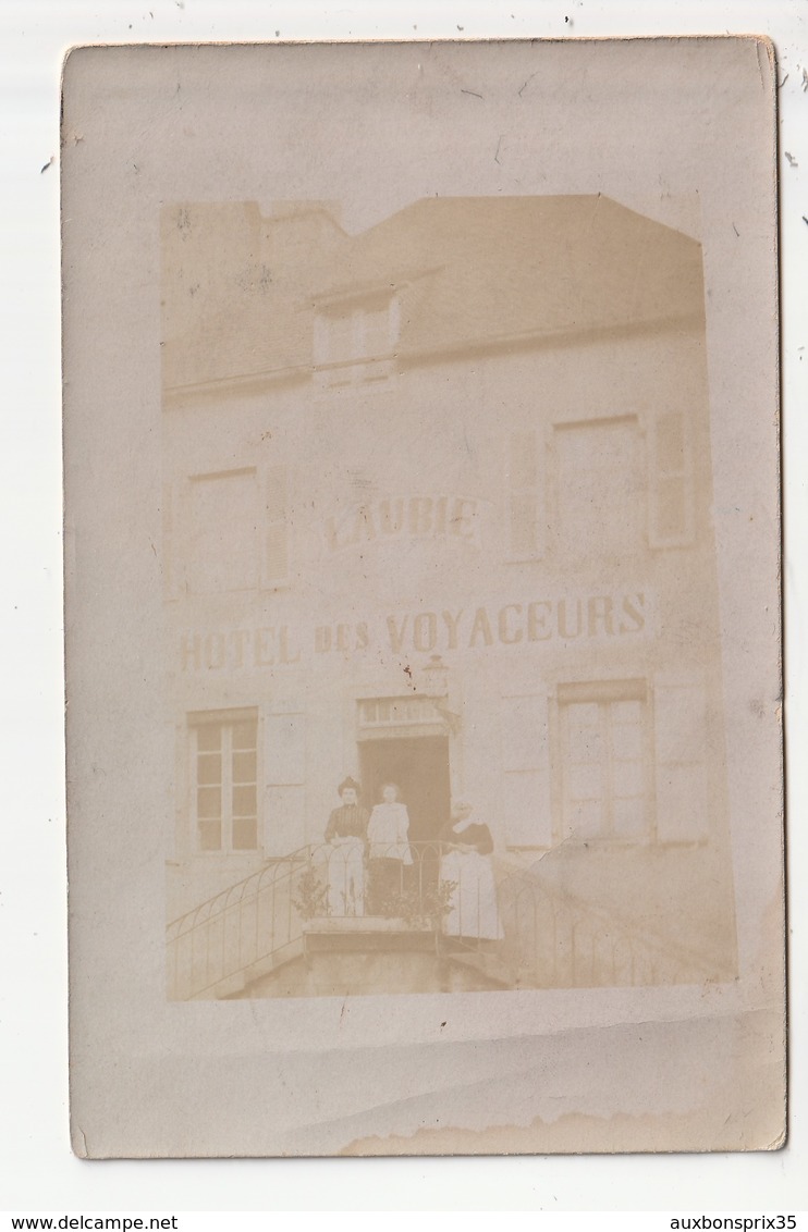 CARTE PHOTO - NEUVIC - HOTEL DES VOYAGEURS - LAUBIE - PLACE GAMBETTA - 19 - Autres & Non Classés