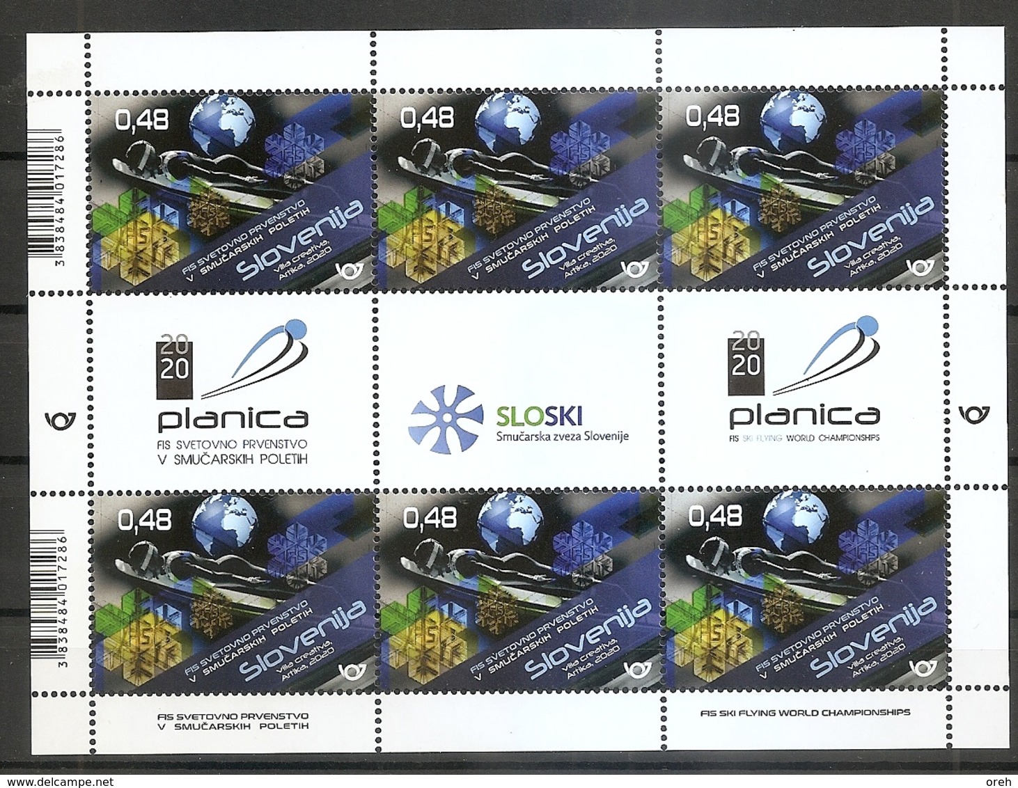 SLOVENIA 2020,NEW  13.4,SPORT,SKI FLYING WORLD WEEK CHAMPIONSHIPS PLANICA 2020,SHEET,MNH - Slovenia