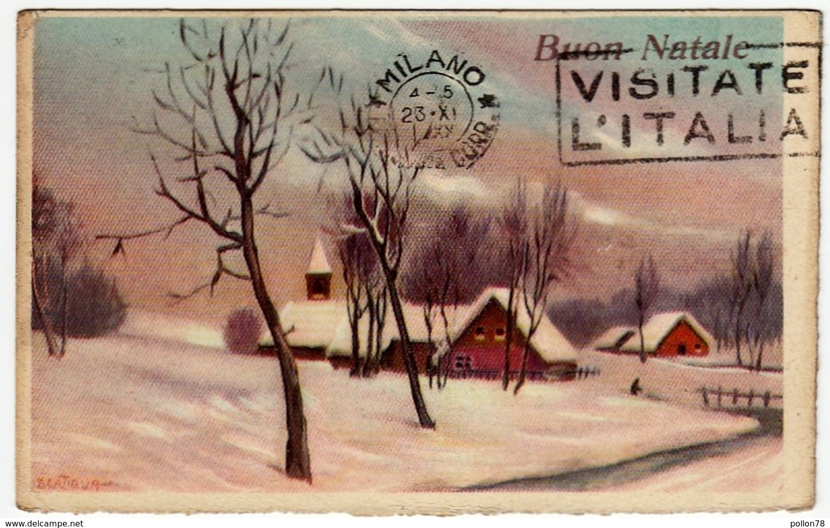 BUON NATALE - DIS. A. BERTIGLIA - PAESAGGIO INVERNALE - 1941 - Vedi Retro - Formato Piccolo - New Year