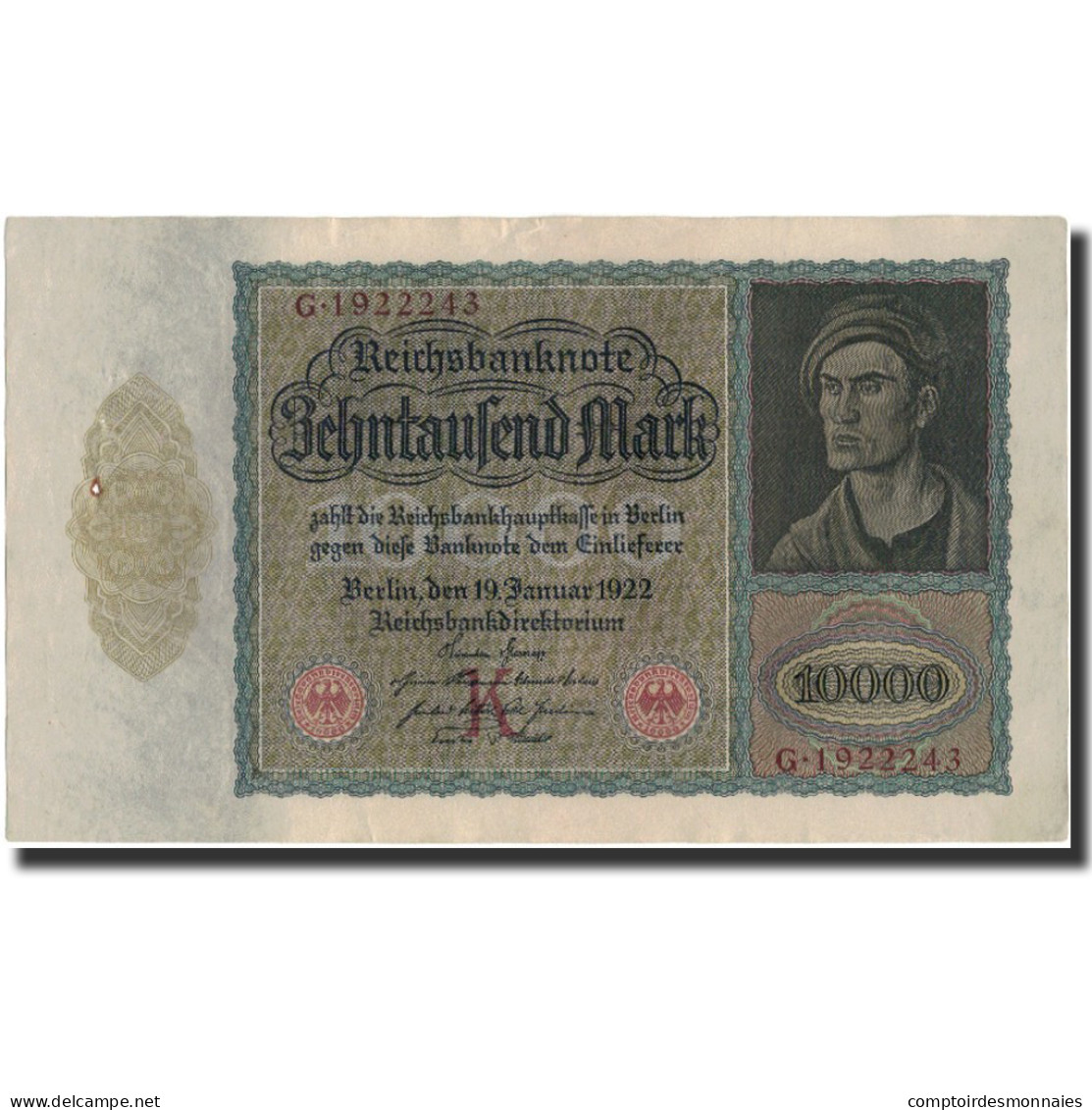 Billet, Allemagne, 10,000 Mark, 1922, KM:70, SUP - 10.000 Mark