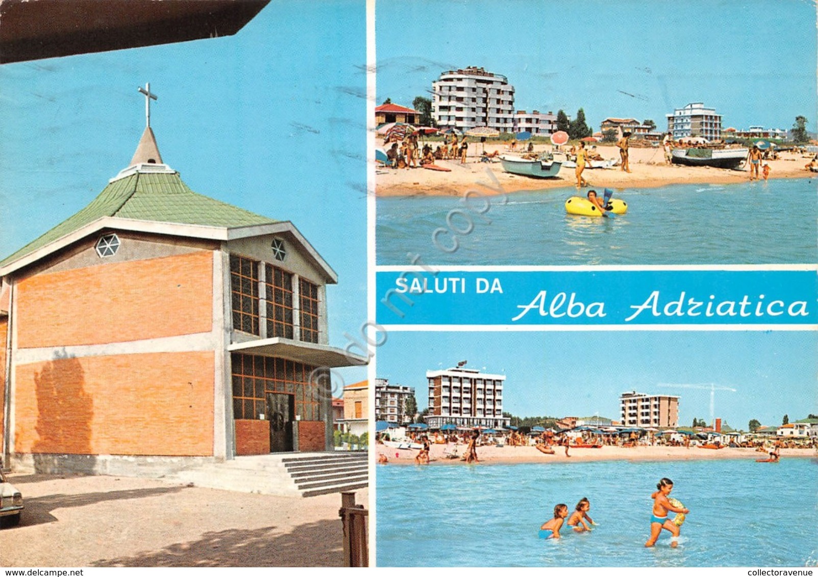 Cartolina Alba Adriatica Veduta Spiaggia Chiesa 1973 (Teramo) - Teramo