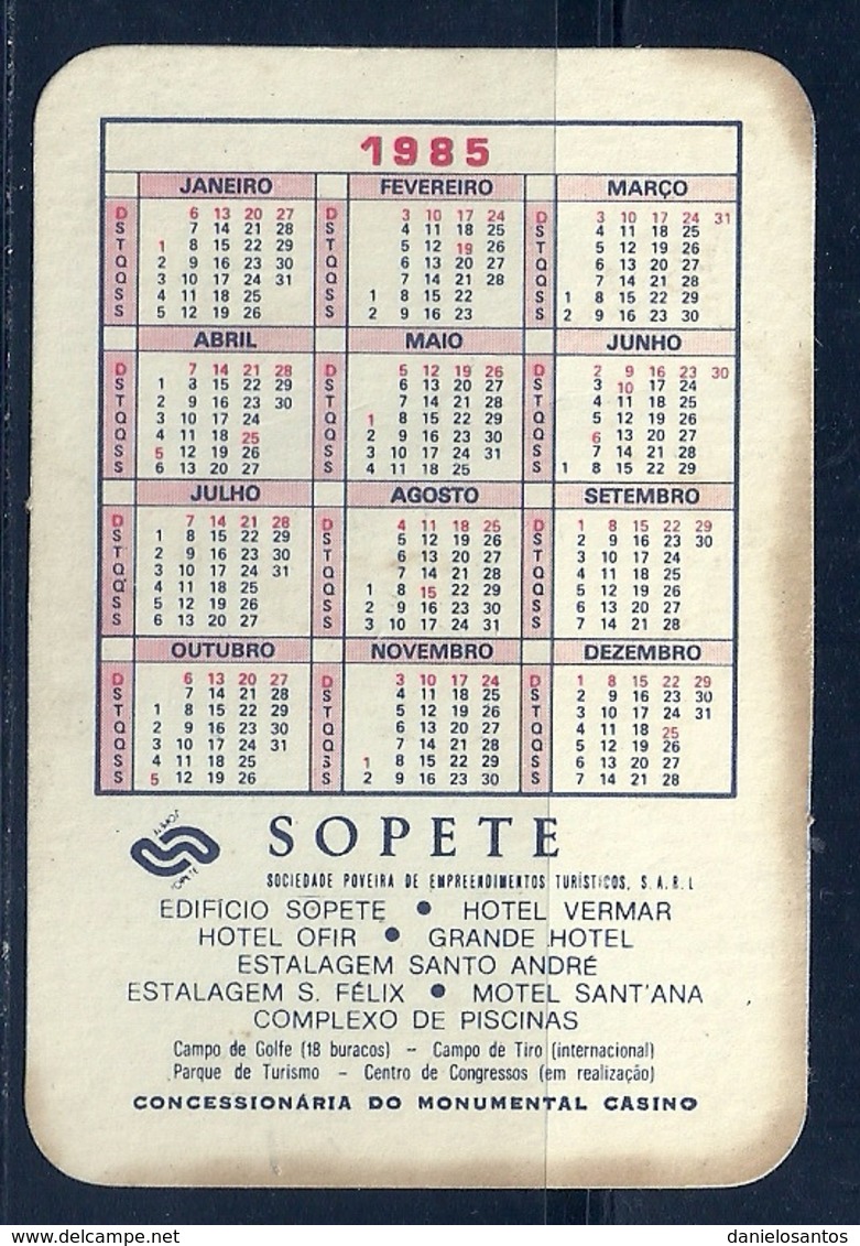 1985 Pocket Calendar Calandrier Calendario Portugal Lugares Cidades Costumes Povoa Do Varzim Fonte - Grand Format : 1981-90