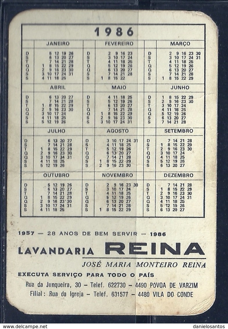 1986 Pocket Calendar Calandrier Calendario Portugal Lugares Cidades Costumes Povoa Do Varzim Jardim - Grand Format : 1981-90