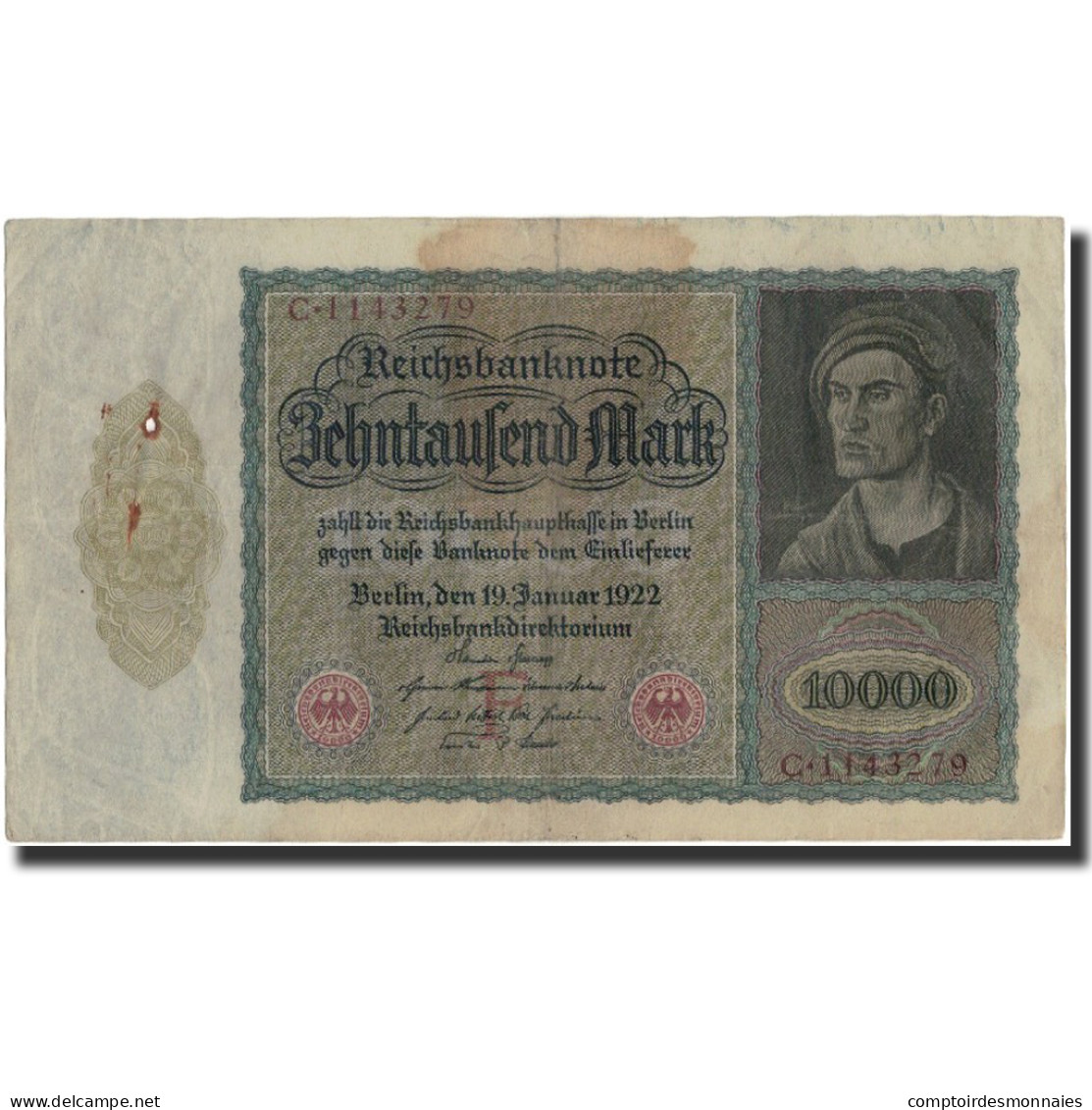 Billet, Allemagne, 10,000 Mark, 1922, KM:70, TB+ - 10000 Mark