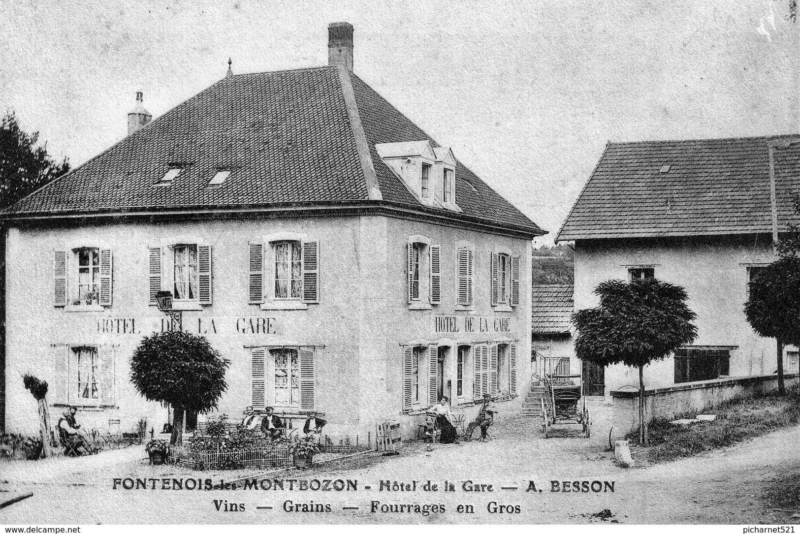 FONTENOY-les-MONTBOZON (Haute-Saône) - Hôtel De La Gare. A. BESSON .Vins, Grains, Fourrages. Circulée En 1917. Bon état. - Andere & Zonder Classificatie