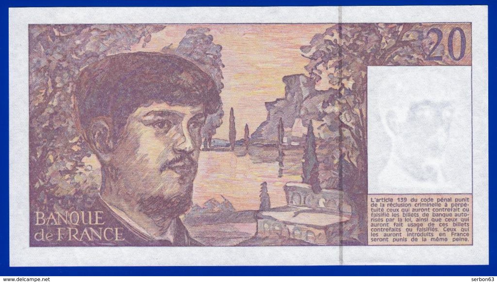 20 FRANCS DEBUSSY NEUF PAS DE TROU D.043 N° 487326 ANNÉE 1993 - 2 SCAN - Serbon63 - 20 F 1980-1997 ''Debussy''