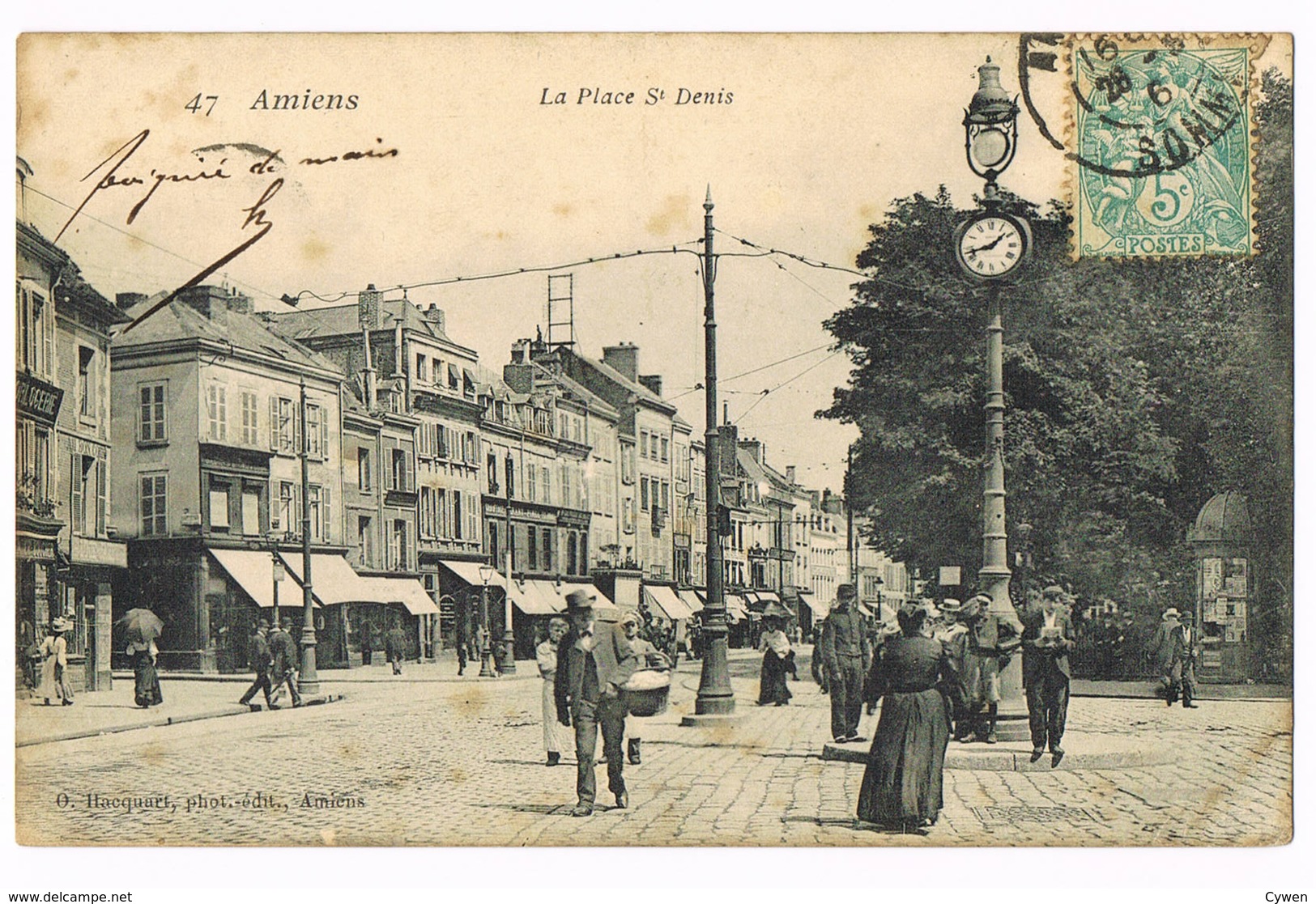 47 Amiens - La Place St Denis - Belle Animation - Foule - O Hacquart - 1906 - Circulé - Amiens