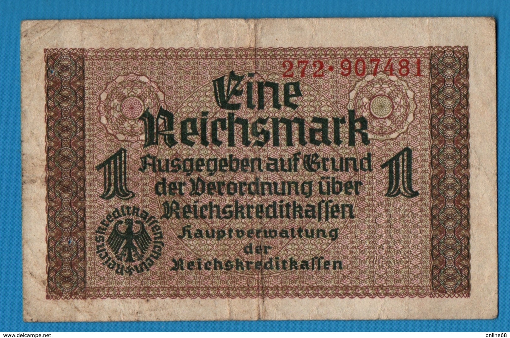 DEUTSCHES REICHS 	1 Reichsmark  	ND (1940-1945)	# 272.907481  P# R136a - Other & Unclassified