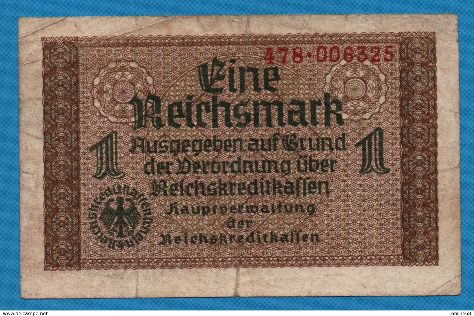 DEUTSCHES REICHS 	1 Reichsmark  	ND (1940-1945)	# 478.006325  P# R136a - Otros & Sin Clasificación