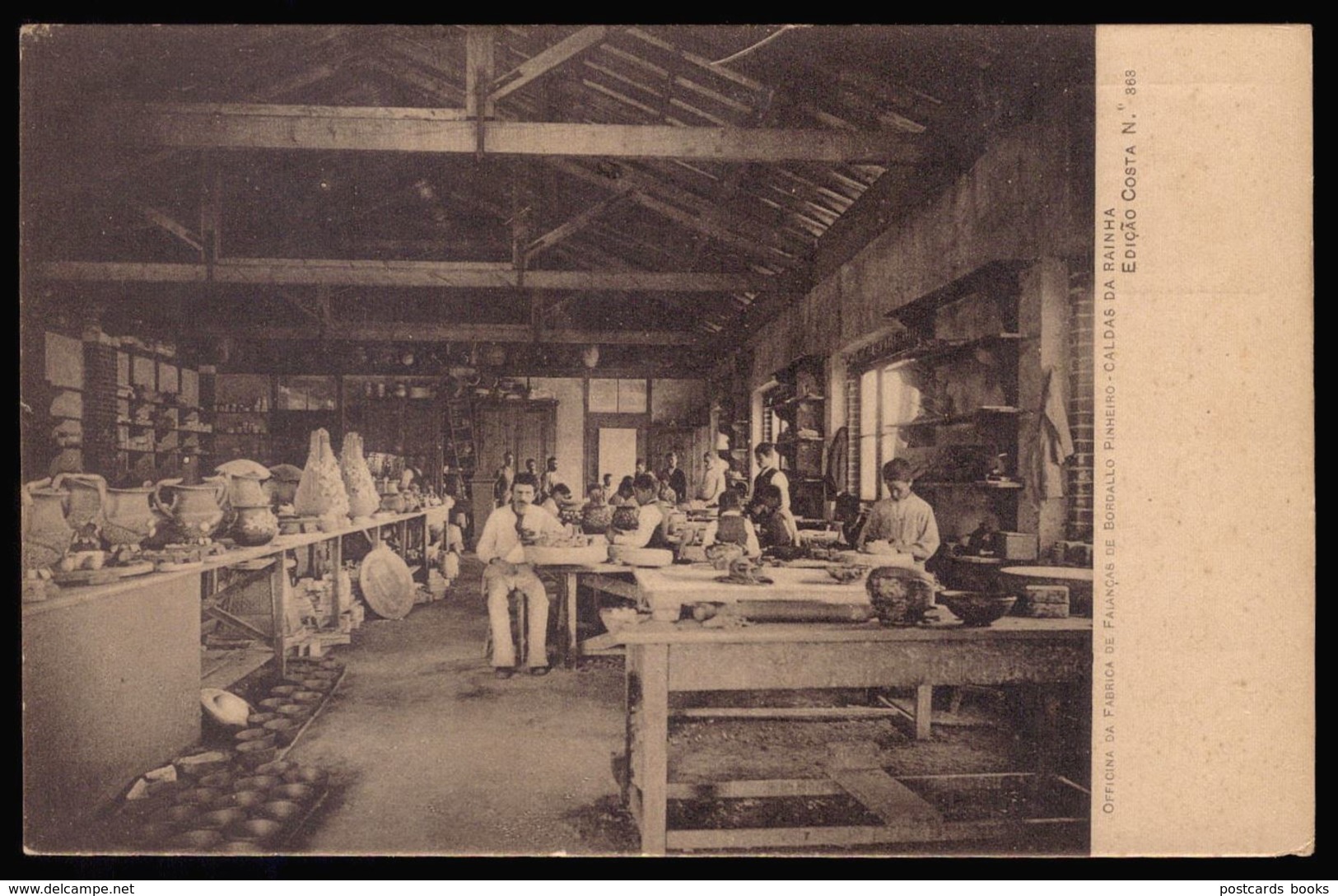 Postal Antigo:Officina Fabrica Faianças Bordallo Pinheiro CALDAS Da RAINHA. Edição Costa. Old Postcard 1900s PORTUGAL - Leiria