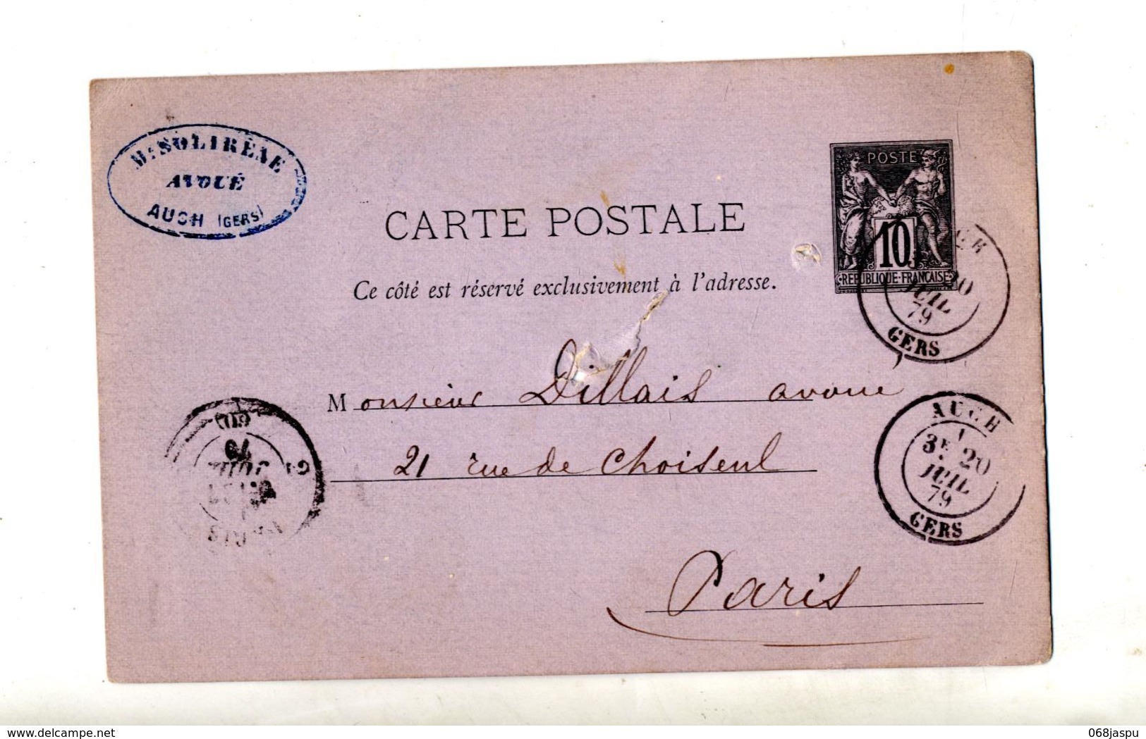 Carte Postale 10 Sage Cachet Auch + Paris - Cartes Postales Types Et TSC (avant 1995)