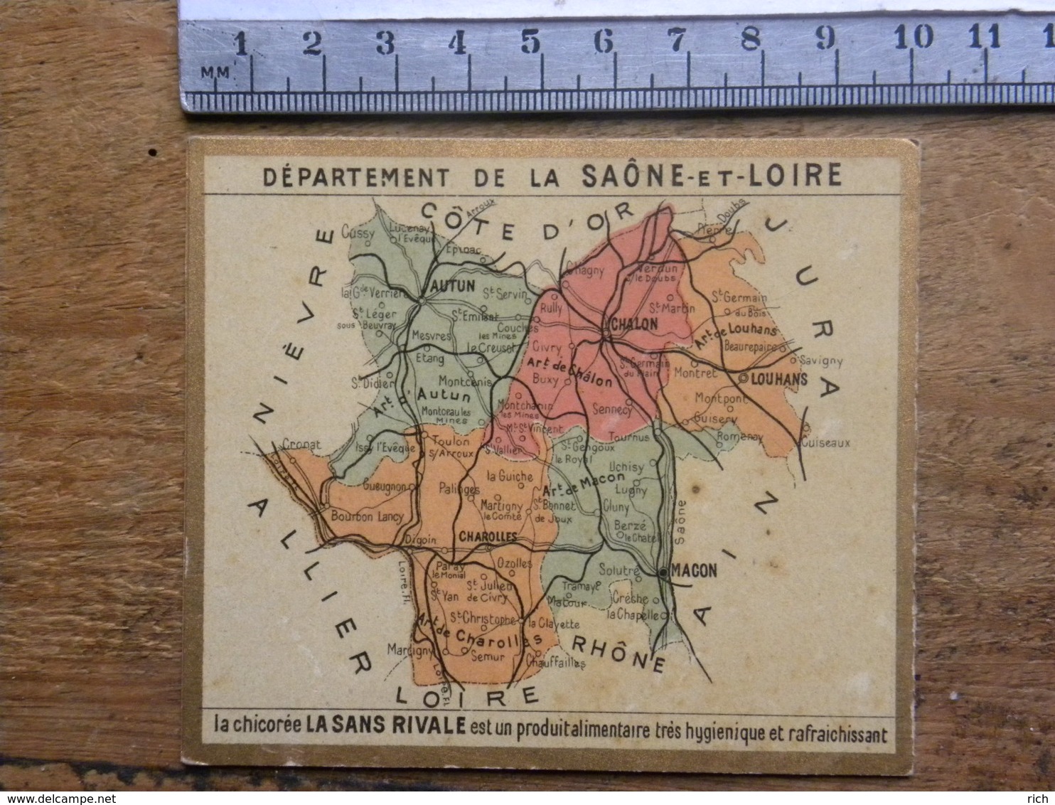 Calendrier 1910 - Chicorée La Sans Rivale - Maison Haquet à LILLE (59)Nord - Carte Département De La Saône Et Loire - Petit Format : 1901-20