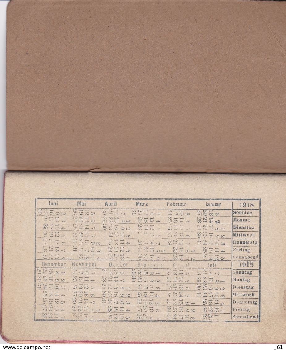 CARNET CALENDRIER ALLEMAND MOFIZBUCH POSTGREBUHREN CHRISTLICHE FESTTAGE POSTSENDUNGEN AN SOLADATE ANNE 1918 1919 8 PAGES - Altri & Non Classificati