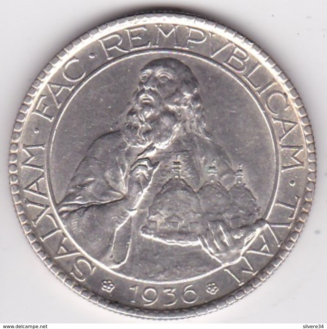 San Marino. 20 Lire 1936, En Argent, KM# 11 - Saint-Marin