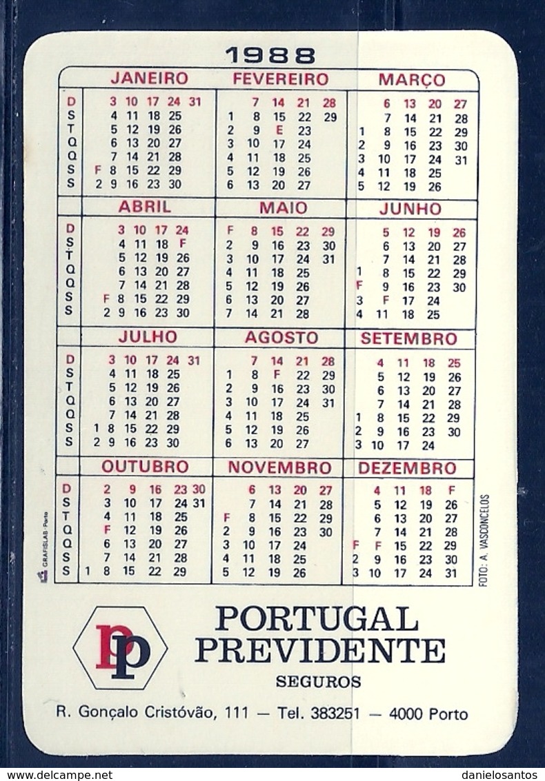 1988 Pocket Calendar Calandrier Calendario Portugal Lugares Cidades Porto Oporto - Grand Format : 1981-90