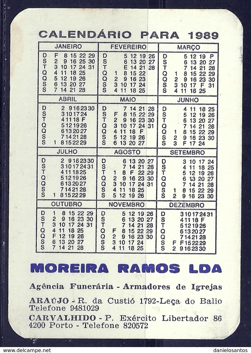 1989 Pocket Calendar Calandrier Calendario Portugal Lugares Cidades Porto Oporto Ponte Igreja Church N S Conceição - Grand Format : 1981-90